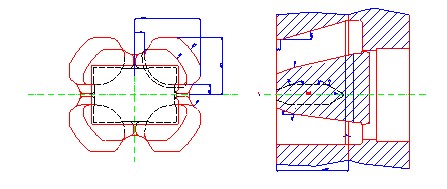 新的HyperXtrude對幕墻立柱鋁型材模具結構圖