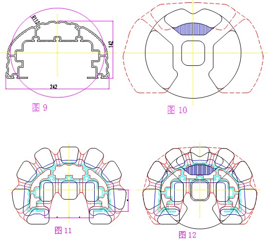 工業鋁型材結構立柱截面圖及模具設計方案