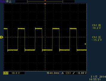 不對稱交流方波,正頻率15Hz,有效值10V,負頻率10Hz,有效值15V