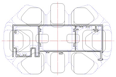 大斷面幕墻鋁型材擠壓模具結構設計圖